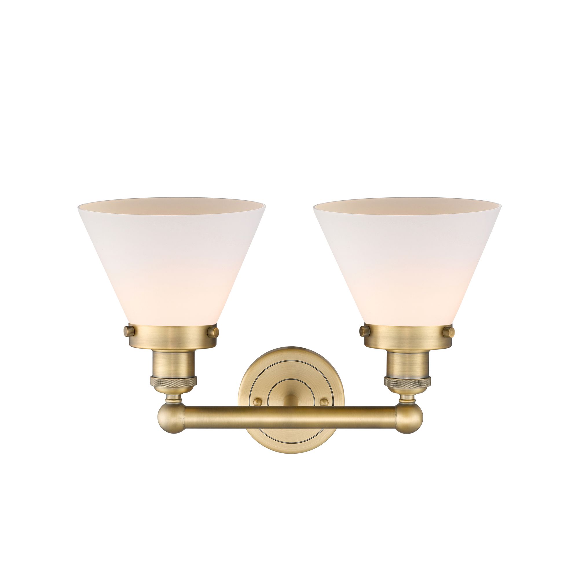 Image 2 Edison Large Cone 16.75"W 2 Light Brushed Brass Bath Light With White  more views