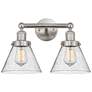 Edison Large Cone 16" 2-Light Brushed Nickel Bath Light w/ Seedy Shade