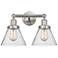 Edison Large Cone 16" 2-Light Brushed Nickel Bath Light w/ Seedy Shade