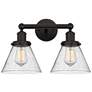 Edison Large Cone 16" 2-Light Oil Rubbed Bronze Bath Light w/ Seedy Sh
