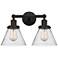 Edison Large Cone 16" 2-Light Oil Rubbed Bronze Bath Light w/ Seedy Sh