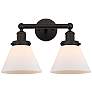 1_Edison Large Cone 16" 2-Light Oil Rubbed Bronze Bath Light w/ White Sh
