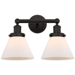 Edison Large Cone 16" 2-Light Oil Rubbed Bronze Bath Light w/ White Sh