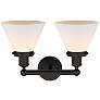 2_Edison Large Cone 16" 2-Light Oil Rubbed Bronze Bath Light w/ White Sh more views