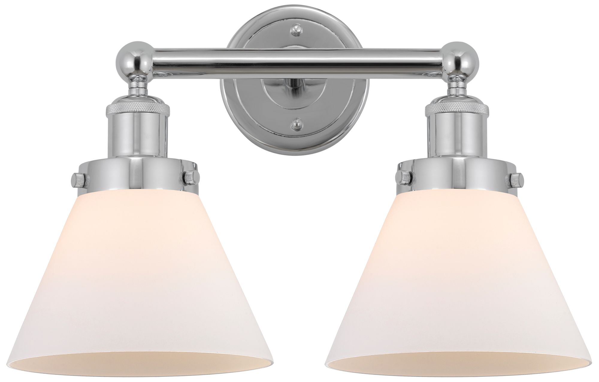 Edison Large Cone 16" 2-Light Polished Chrome Bath Light w/ White Shad