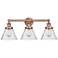 Edison Large Cone 24.5"W 3 Light Antique Copper Bath Light With Seedy