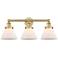 Edison Large Cone 25.75"W 3 Light Brushed Brass Bath Light With White