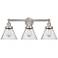 Edison Large Cone 25" 3-Light Brushed Nickel Bath Light w/ Seedy Shade