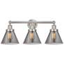 Edison Large Cone 25" 3-Light Brushed Nickel Bath Light w/ Smoke Shade