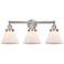 Edison Large Cone 25" 3-Light Brushed Nickel Bath Light w/ White Shade