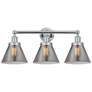 Edison Large Cone 25" 3-Light Chrome Bath Light w/ Smoke Shade
