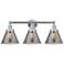 Edison Large Cone 25" 3-Light Chrome Bath Light w/ Smoke Shade