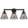 Edison Large Cone 25" 3-Light Matte Black Bath Light w/ Plated Smoke S