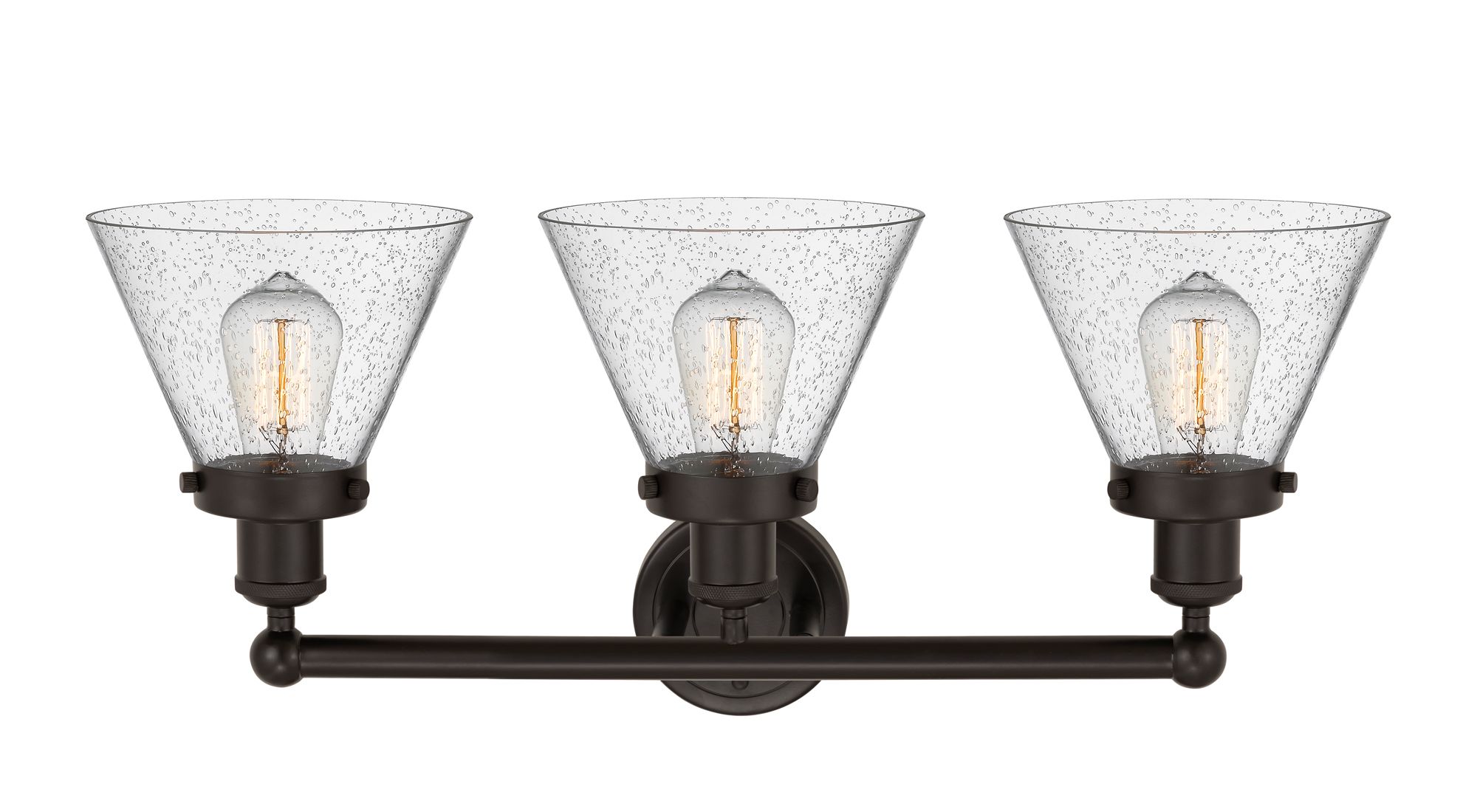 Image 2 Edison Large Cone 25" 3-Light Oil Rubbed Bronze Bath Light w/ Seedy Sh more views