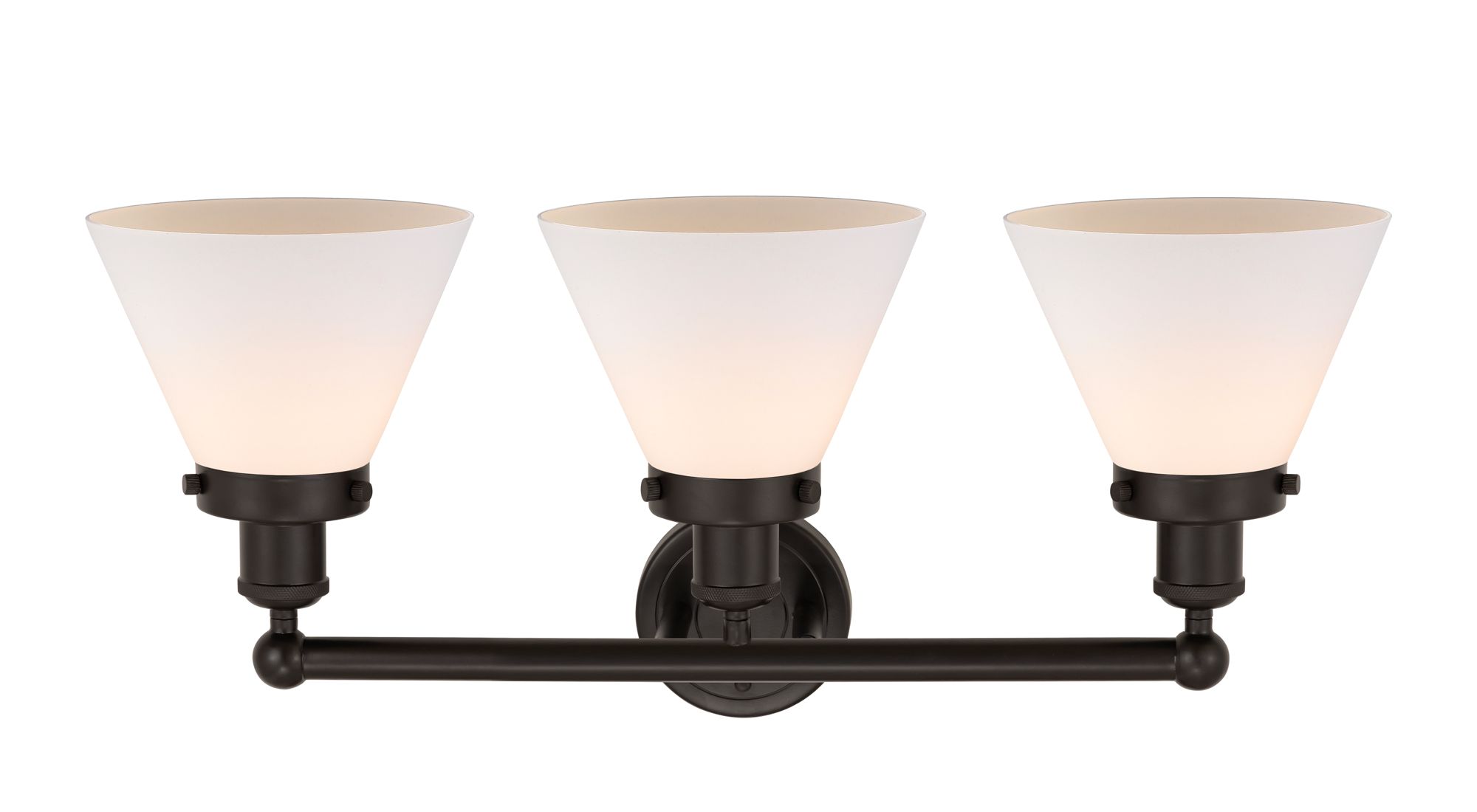 Image 2 Edison Large Cone 25" 3-Light Oil Rubbed Bronze Bath Light w/ White Sh more views