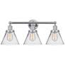 Edison Large Cone 25" 3-Light Polished Chrome Bath Light w/ Clear Shad