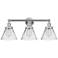 Edison Large Cone 25" 3-Light Polished Chrome Bath Light w/ Clear Shad