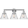 Edison Large Cone 25" 3-Light Polished Chrome Bath Light w/ Seedy Shad