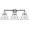 Edison Large Cone 25" 3-Light Polished Chrome Bath Light w/ Seedy Shad