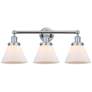 Edison Large Cone 25" 3-Light Polished Chrome Bath Light w/ White Shad