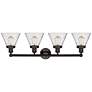 3_Edison Large Cone 34" 4-Light Oil Rubbed Bronze Bath Light w/ Seedy Sh more views