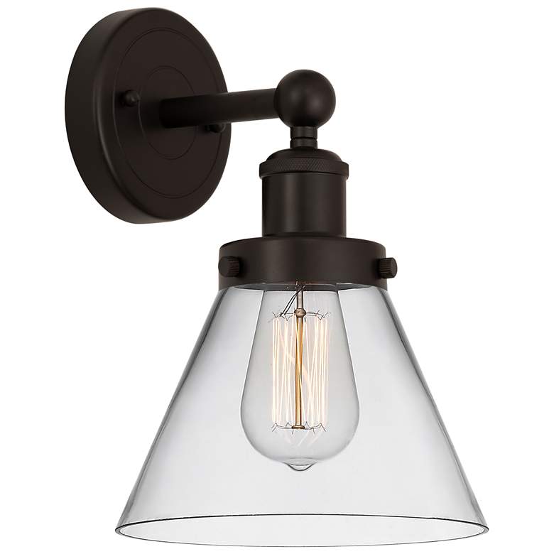 Image 1 Edison Large Cone 7" Oil Rubbed Bronze Sconce w/ Clear Shade