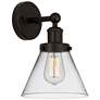 Edison Large Cone 7" Oil Rubbed Bronze Sconce w/ Clear Shade