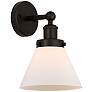 2_Edison Large Cone 7" Oil Rubbed Bronze Sconce w/ Matte White Shade