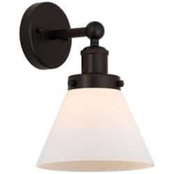 Edison Large Cone 7" Oil Rubbed Bronze Sconce w/ Matte White Shade