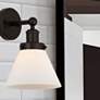 1_Edison Large Cone 7" Oil Rubbed Bronze Sconce w/ Matte White Shade