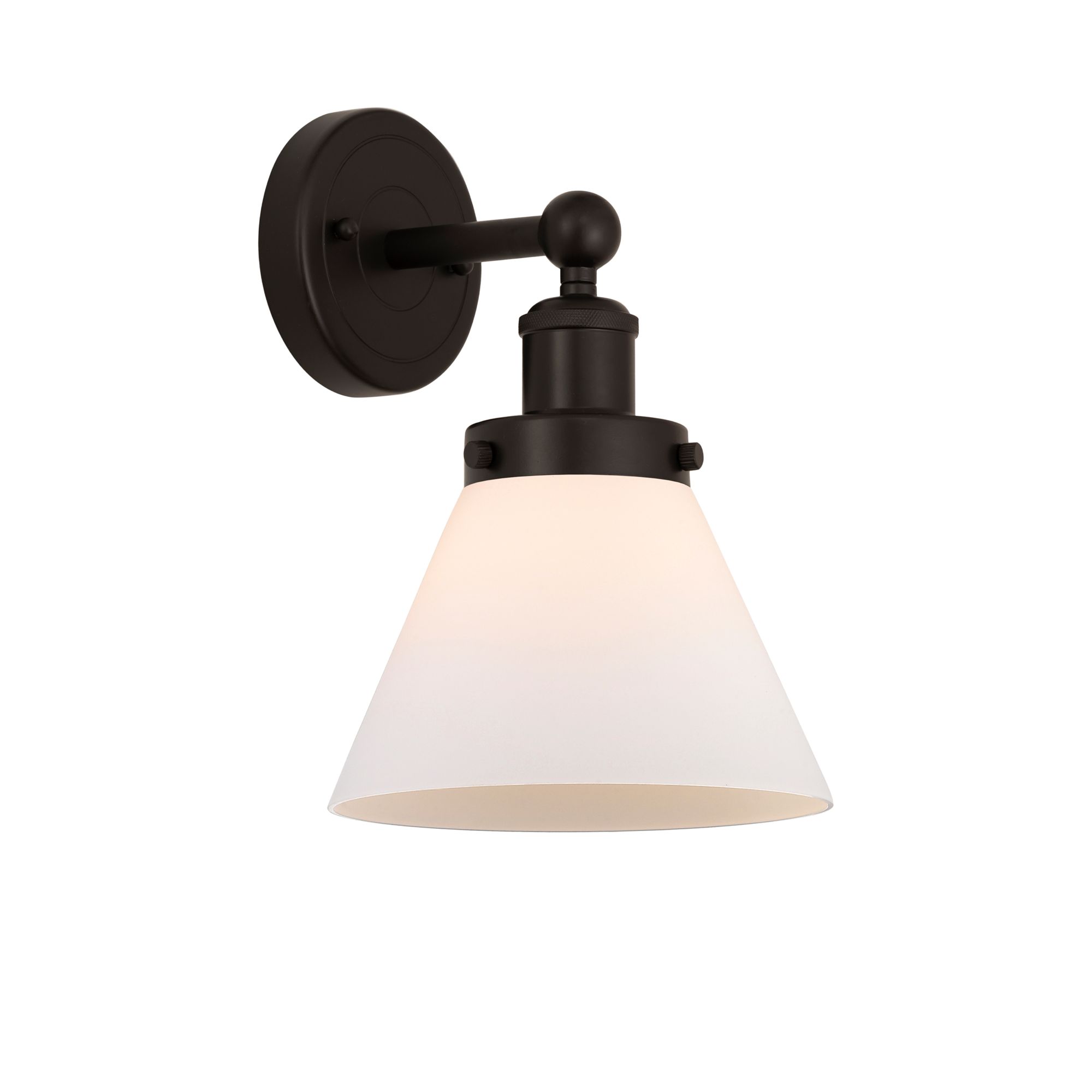 Image 3 Edison Large Cone 7" Oil Rubbed Bronze Sconce w/ Matte White Shade more views