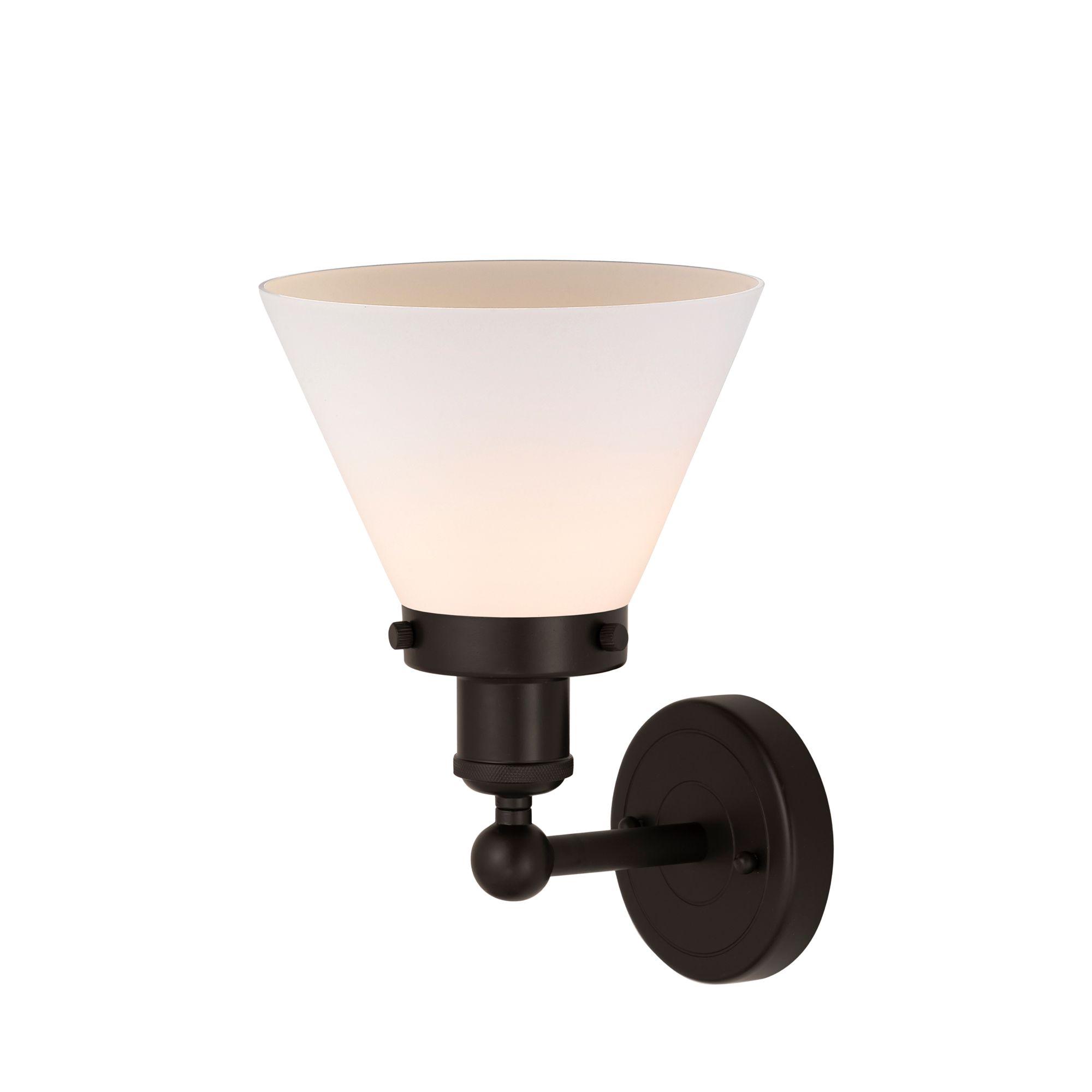 Image 4 Edison Large Cone 7" Oil Rubbed Bronze Sconce w/ Matte White Shade more views