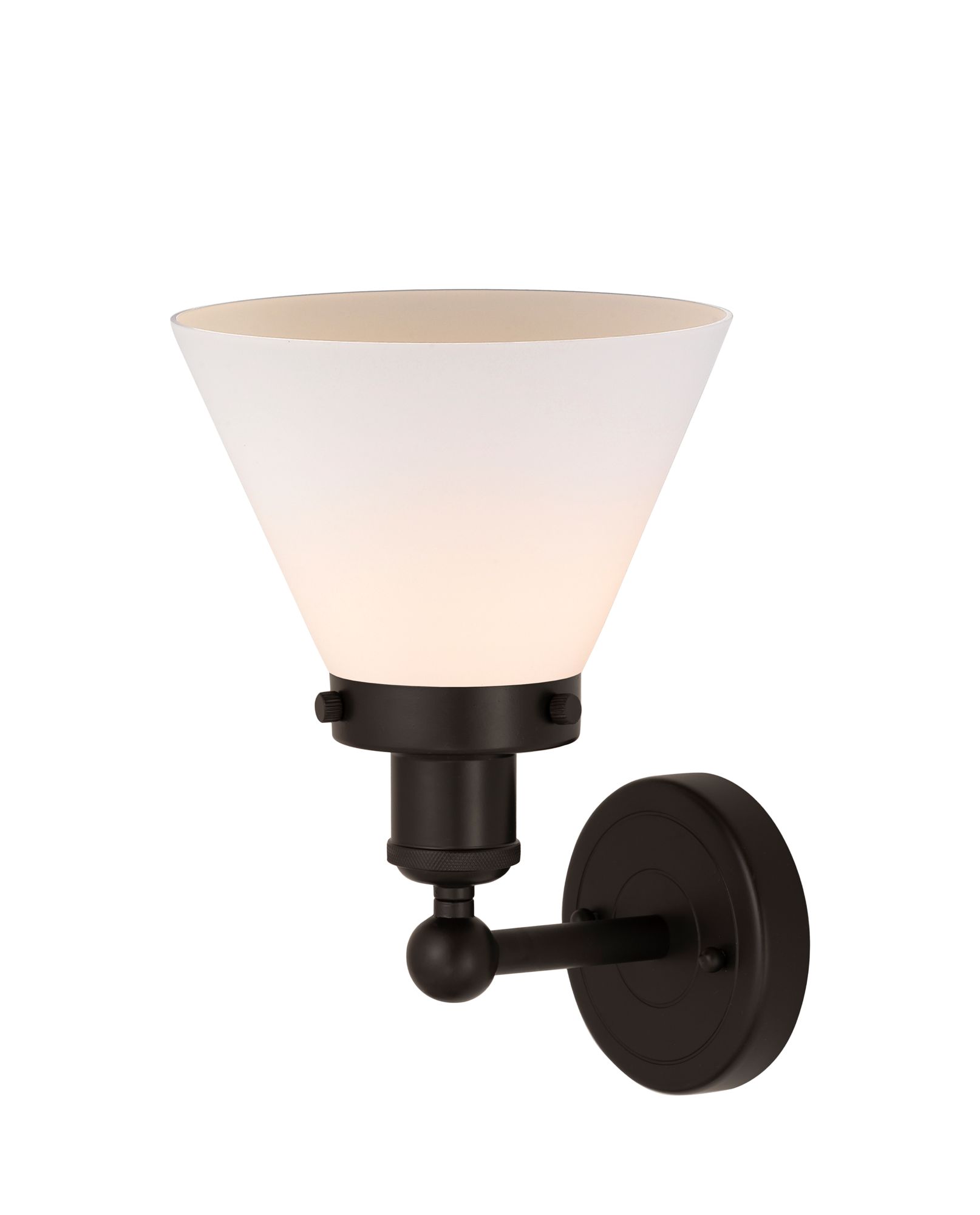 Image 5 Edison Large Cone 7" Oil Rubbed Bronze Sconce w/ Matte White Shade more views