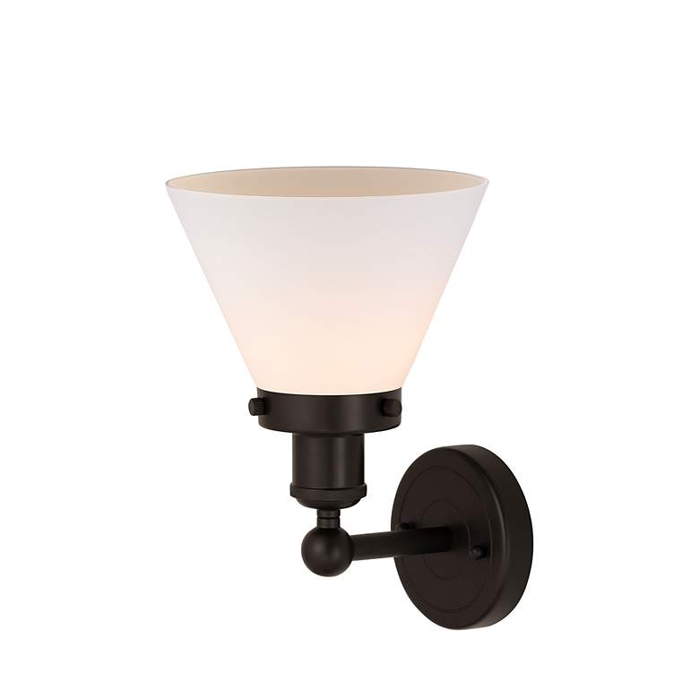 Image 5 Edison Large Cone 7" Oil Rubbed Bronze Sconce w/ Matte White Shade more views