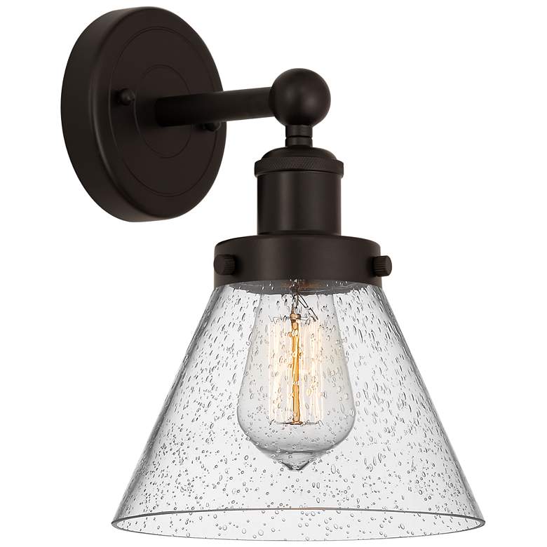 Image 1 Edison Large Cone 7" Oil Rubbed Bronze Sconce w/ Mercury Shade