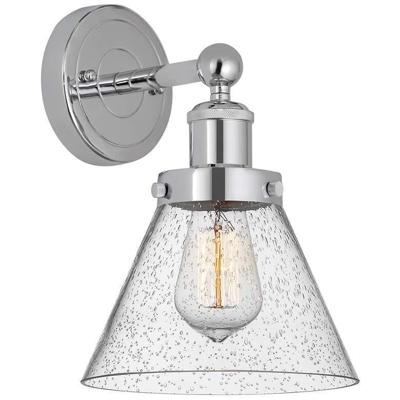 Image 1 Edison Large Cone 7" Polished Chrome Sconce w/ Mercury Shade