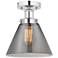 Edison Large Cone 7" Polished Chrome Semi Flush Mount w/ Plated Smoke