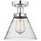 Edison Large Cone 7" Polished Chrome Semi Flush Mount w/ Seedy Shade