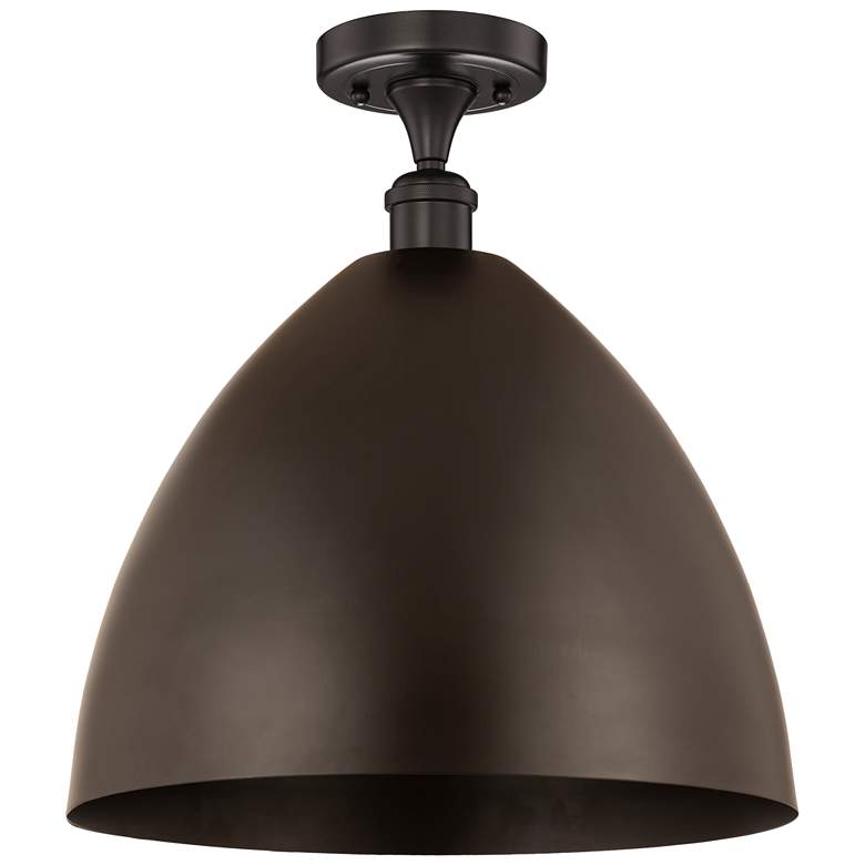 Image 1 Edison Metal Bristol 16"W Oil Rubbed Bronze Semi-Flush w/ Bronze Shade