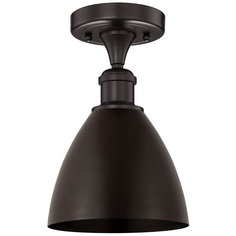 Image 1 Edison Metal Bristol 7.5"W Oil Rubbed Bronze Semi-Flush w/ Bronze Shad