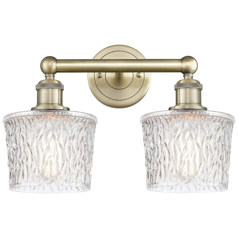 Image 1 Edison Niagra 15.5"W 2 Light Antique Brass Bath Light With Clear Shade