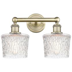 Edison Niagra 15.5"W 2 Light Antique Brass Bath Light With Clear Shade