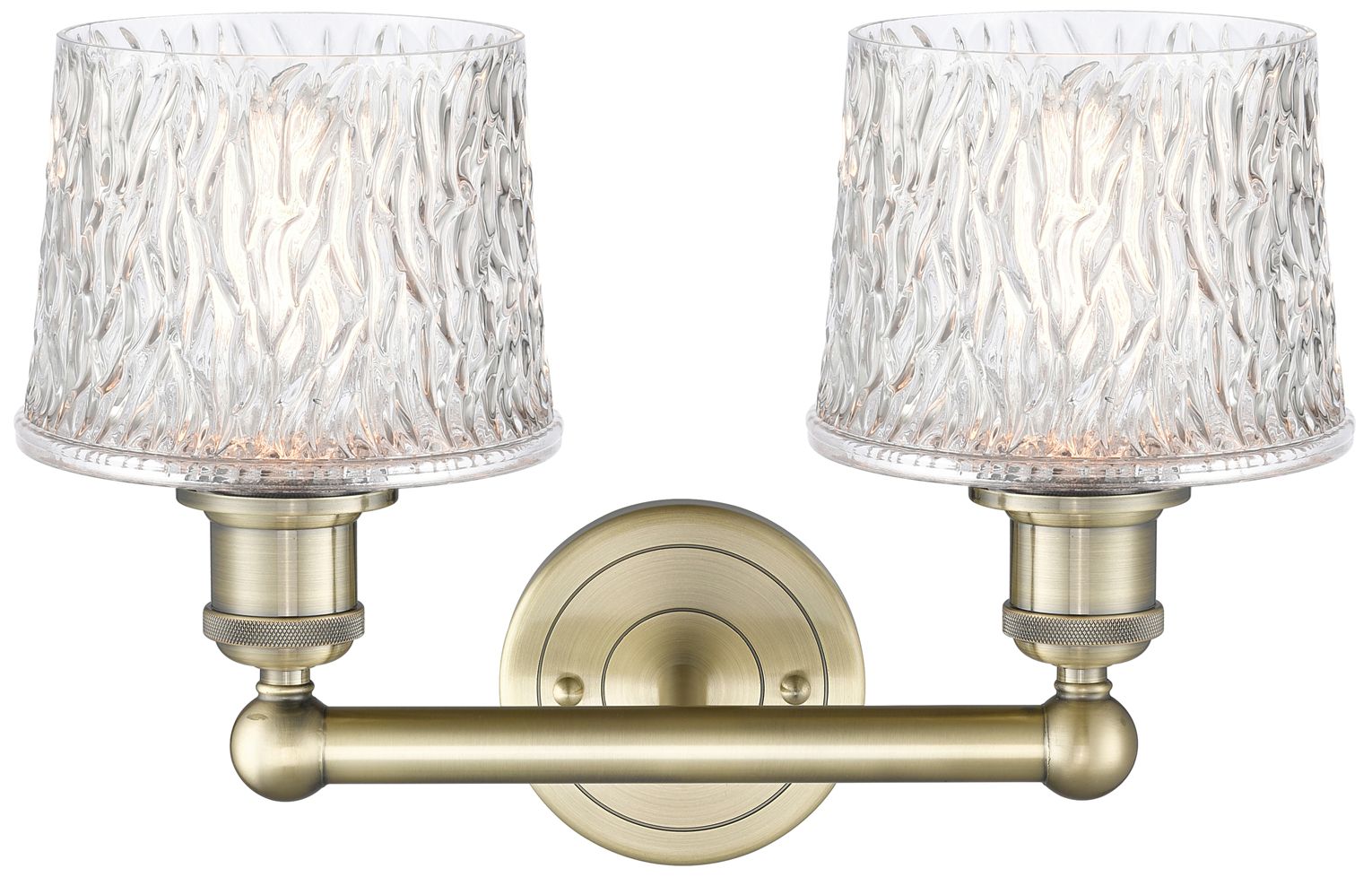 Image 2 Edison Niagra 15.5"W 2 Light Antique Brass Bath Light With Clear Shade more views