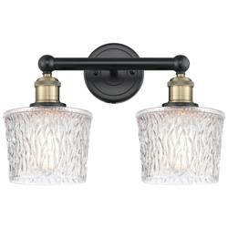 Edison Niagra 15.5&quot;W 2 Light Black Brass Bath Light With Clear Shade