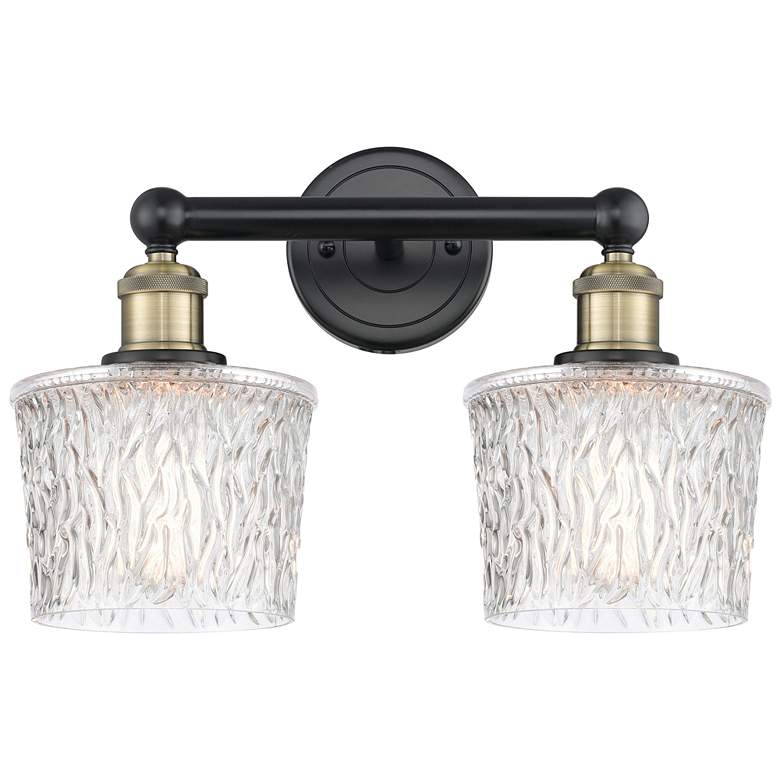 Image 1 Edison Niagra 15.5"W 2 Light Black Brass Bath Light With Clear Shade