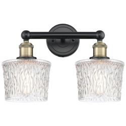 Edison Niagra 15.5"W 2 Light Black Brass Bath Light With Clear Shade