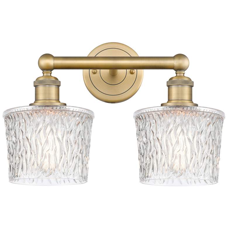 Image 1 Edison Niagra 15.5"W 2 Light Brushed Brass Bath Light With Clear Shade