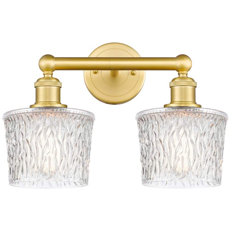Image 1 Edison Niagra 15.5"W 2 Light Satin Gold Bath Vanity Light With Clear S