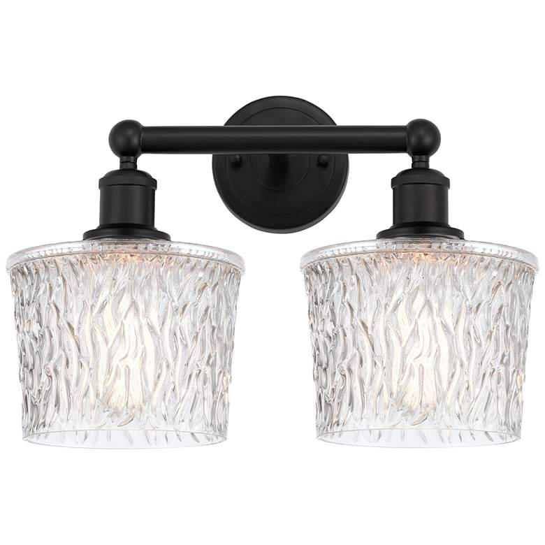 Image 1 Edison Niagra 16" 2-Light Matte Black Bath Light w/ Clear Shade