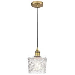 Edison Niagra 7" Brushed Brass Cord Hung Mini Pendant w/ Clear Shade